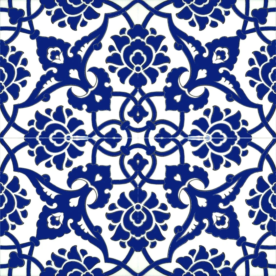 20x20 cm Çini Karo D-83 KOBALT